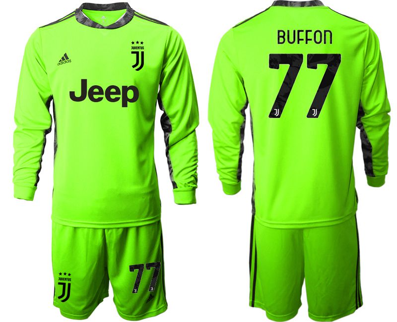 Men 2020-2021 club Juventus FC fluorescent green goalkeeper long sleeve #77 Soccer Jerseys